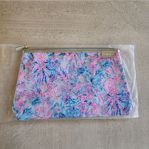 Lilly Pulitzer Pink and Blue Floral  Pouch - Picture 2 of 3